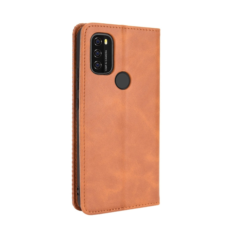 For Blackview A70 (2021) Magnetic Buckle Retro Crazy Horse Texture Horizontal Flip Leather Case with Holder & Card Slots & Photo Frame(Brown) - More Brand by PMC Jewellery | Online Shopping South Africa | PMC Jewellery | Buy Now Pay Later Mobicred