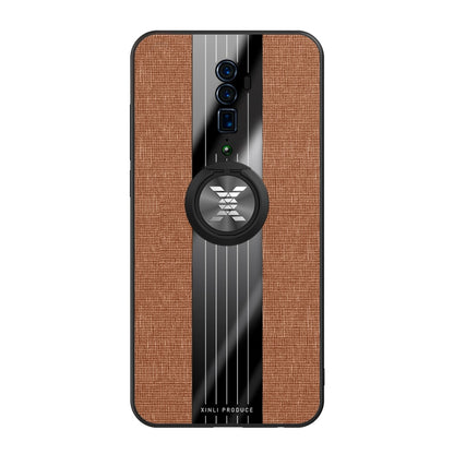 For OPPO Reno 10x Zoom XINLI Stitching Cloth Textue Shockproof TPU Protective Case with Ring Holder(Brown) - OPPO Cases by XINLI | Online Shopping South Africa | PMC Jewellery