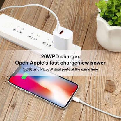 T087 20W USB-C / Type-C + USB Ports Charger with 100W Type-C to 8 Pin Fast Charging Cable 2m, EU Plug - USB Charger by PMC Jewellery | Online Shopping South Africa | PMC Jewellery | Buy Now Pay Later Mobicred