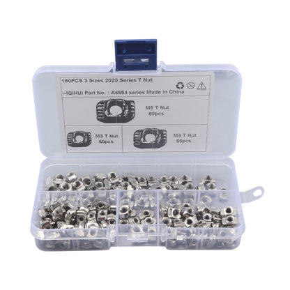 A5554 160 PCS European Standard T-shape Slide Nut - Nuts & Bolts by PMC Jewellery | Online Shopping South Africa | PMC Jewellery | Buy Now Pay Later Mobicred