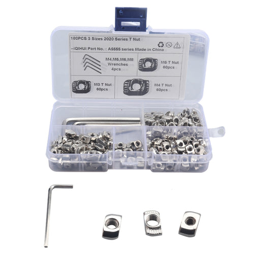 A5555 180 PCS European Standard T-shape Slide Nut with Wrench - Nuts & Bolts by PMC Jewellery | Online Shopping South Africa | PMC Jewellery | Buy Now Pay Later Mobicred