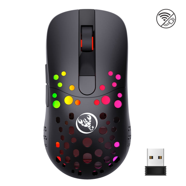 HXSJ T100 10000 DPI RGB Macro Definition Wired Wireless Dual-mode Mouse(Black) - Wireless Mice by HXSJ | Online Shopping South Africa | PMC Jewellery | Buy Now Pay Later Mobicred