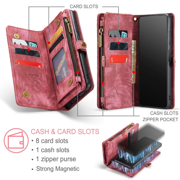 For Samsung Galaxy A12 CaseMe Detachable Multifunctional Horizontal Flip Leather Case, with Card Slot & Holder & Zipper Wallet & Photo Frame(Red) - Galaxy Phone Cases by CaseMe | Online Shopping South Africa | PMC Jewellery | Buy Now Pay Later Mobicred