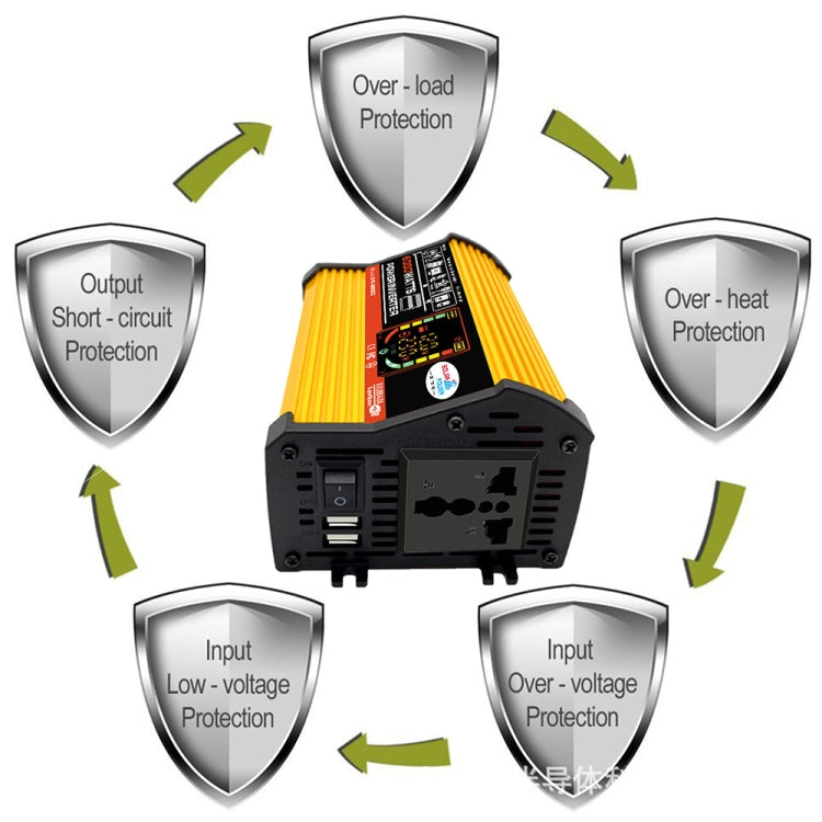 Legend III Generation DC12V to AC220V 6000W Modified Square Wave Car Power Inverter with LED Display(Yellow) - Modified Square Wave by PMC Jewellery | Online Shopping South Africa | PMC Jewellery | Buy Now Pay Later Mobicred