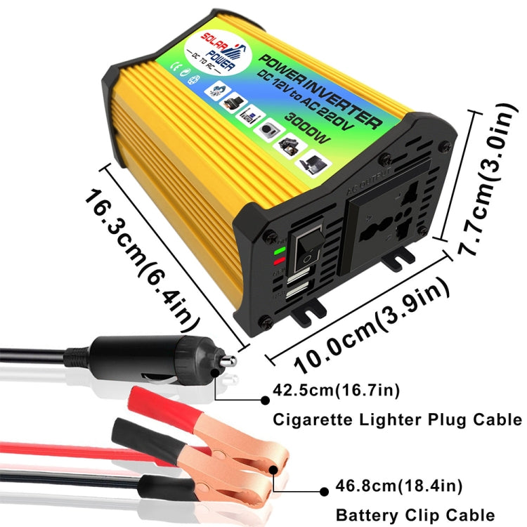 Legend I Generation DC12V to AC110V 3000W Modified Square Wave Car Power Inverter(Yellow) - Modified Square Wave by PMC TechLife | Online Shopping South Africa | PMC TechLife | Buy Now Pay Later Mobicred