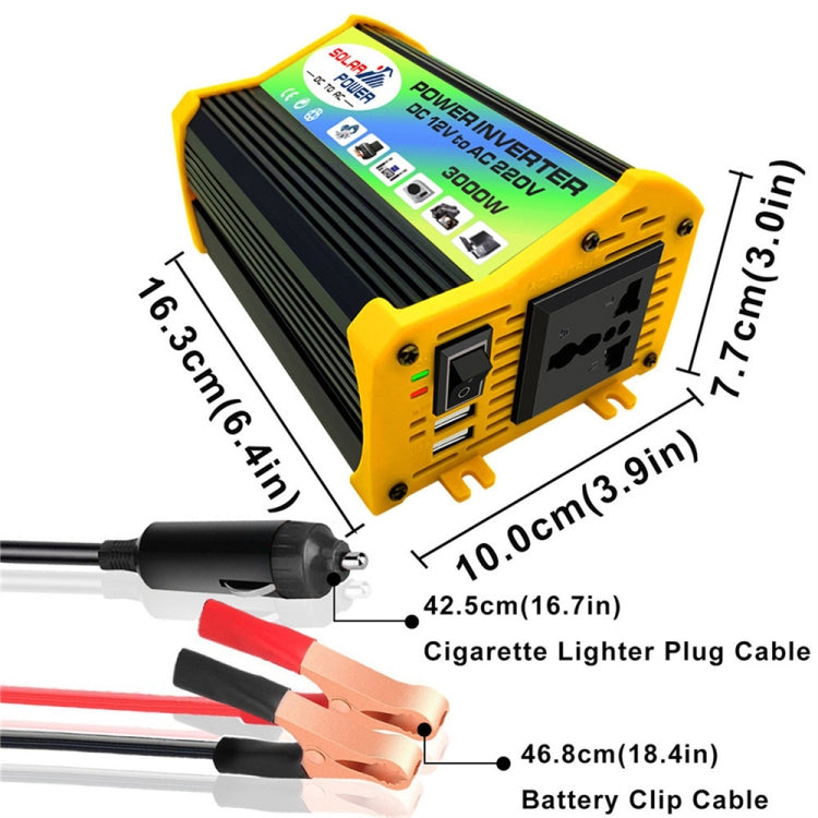 Legend I Generation DC12V to AC220V 3000W Modified Square Wave Car Power Inverter(Black) - free shipping - PMC TechLife - Order now!