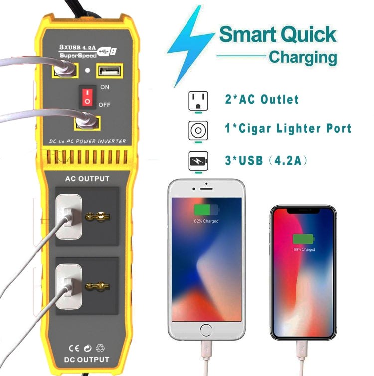12V to 220V 300W Car Power Inverter with Three USB - Modified Square Wave by PMC TechLife | Online Shopping South Africa | PMC TechLife | Buy Now Pay Later Mobicred