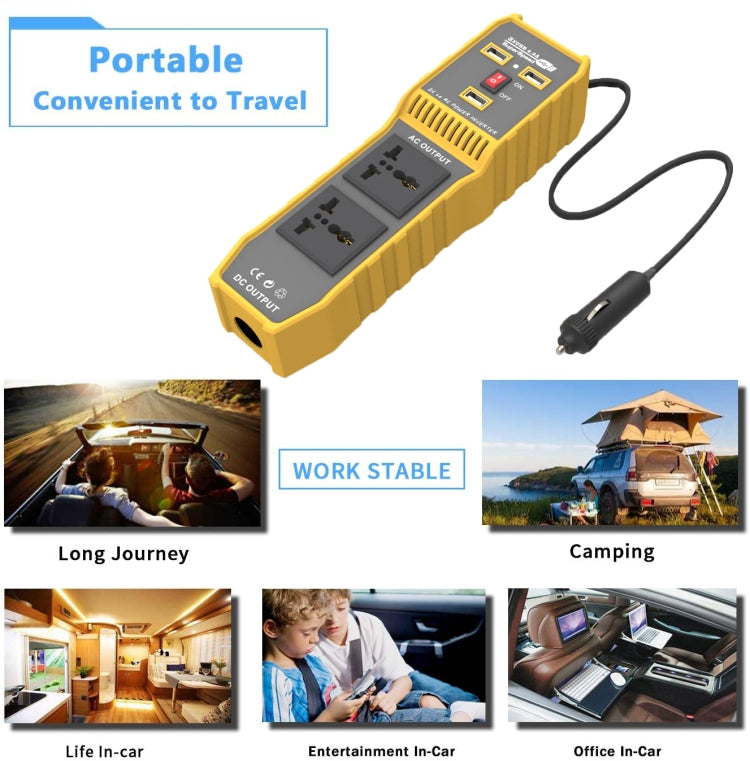 12V to 220V 300W Car Power Inverter with Three USB - Modified Square Wave by PMC Jewellery | Online Shopping South Africa | PMC Jewellery | Buy Now Pay Later Mobicred