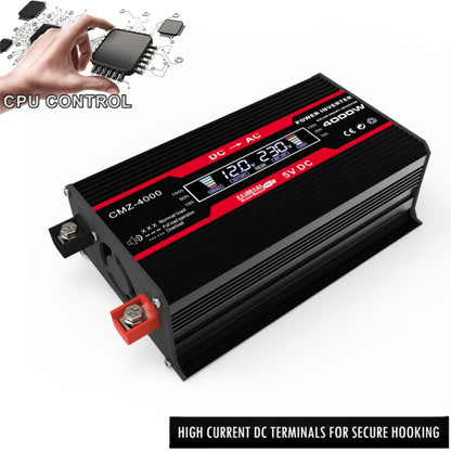 Zhizun Modified Sinewave 12V to 110V 4000W Car Power Inverter(Black) - Modified Square Wave by PMC Jewellery | Online Shopping South Africa | PMC Jewellery | Buy Now Pay Later Mobicred