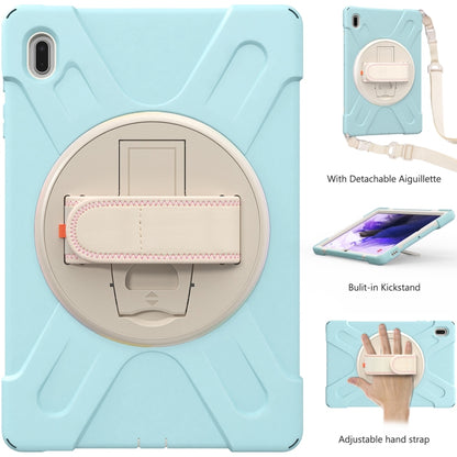 For Samsung Galaxy Tab S7 FE T730 / S7+ / S9+ /S8+ Silicone + PC Protective Case with Holder & Shoulder Strap(Ice Blue) - Other Galaxy Tab PC by PMC Jewellery | Online Shopping South Africa | PMC Jewellery | Buy Now Pay Later Mobicred