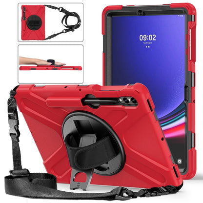 For Samsung Galaxy Tab S7 FE T730 / S7+ / S9+ /S8+ Silicone + PC Protective Case with Holder & Shoulder Strap(Red) - Other Galaxy Tab PC by PMC Jewellery | Online Shopping South Africa | PMC Jewellery | Buy Now Pay Later Mobicred