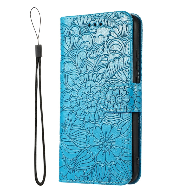 For Huawei P20 lite Skin Feel Embossed Sunflower Horizontal Flip Leather Case with Holder & Card Slots & Wallet & Lanyard(Blue) - Huawei Cases by PMC Jewellery | Online Shopping South Africa | PMC Jewellery