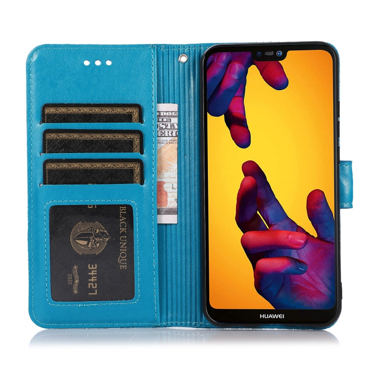 For Huawei P20 lite Skin Feel Embossed Sunflower Horizontal Flip Leather Case with Holder & Card Slots & Wallet & Lanyard(Blue) - Huawei Cases by PMC Jewellery | Online Shopping South Africa | PMC Jewellery