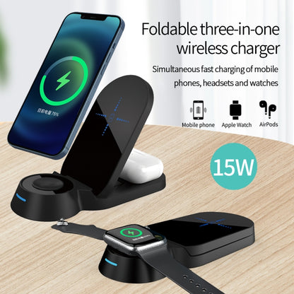 H22 3 In 1 Multi-function Foldable Smart Wireless Charger for Smart Phones & iWatches & AirPods(Black) - Wireless Charger by PMC Jewellery | Online Shopping South Africa | PMC Jewellery | Buy Now Pay Later Mobicred