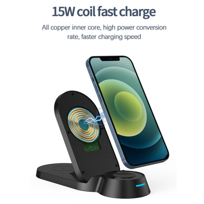 H22 3 In 1 Multi-function Foldable Smart Wireless Charger for Smart Phones & iWatches & AirPods(Black) - Wireless Charger by PMC Jewellery | Online Shopping South Africa | PMC Jewellery | Buy Now Pay Later Mobicred