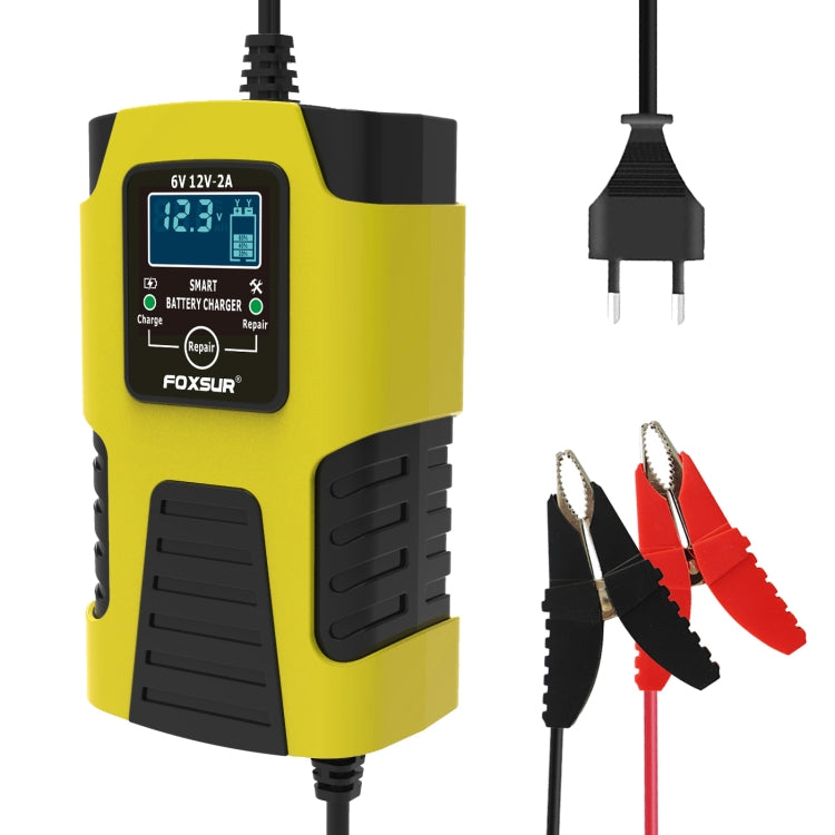 FOXSUR 2A / 6V / 12V Car / Motorcycle 3-stage Full Smart Battery Charger, Plug Type:US Plug(Yellow) - Battery Charger by FOXSUR | Online Shopping South Africa | PMC Jewellery | Buy Now Pay Later Mobicred
