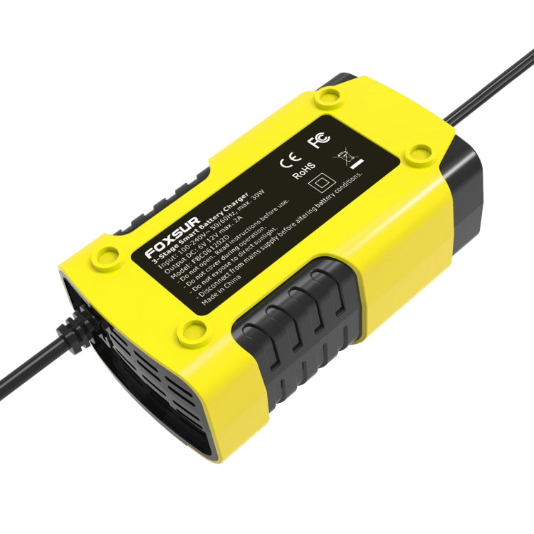 FOXSUR 2A / 6V / 12V Car / Motorcycle 3-stage Full Smart Battery Charger, Plug Type:JP Plug(Yellow) - Battery Charger by FOXSUR | Online Shopping South Africa | PMC Jewellery | Buy Now Pay Later Mobicred