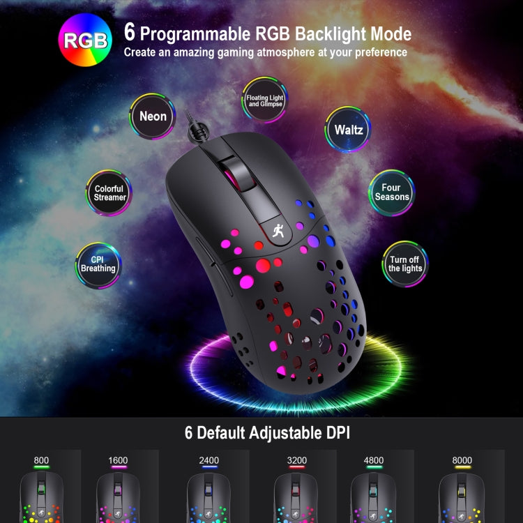 HXSJ A904 RGB Light Macro Programming Mechanical Gaming Wired Mouse(Black) - Wired Mice by HXSJ | Online Shopping South Africa | PMC Jewellery | Buy Now Pay Later Mobicred