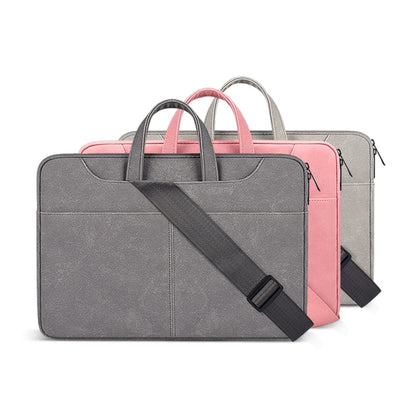 ST06SDJ Frosted PU Business Laptop Bag with Detachable Shoulder Strap, Size:13.3 inch(Light Gray) - 13.3 inch by PMC Jewellery | Online Shopping South Africa | PMC Jewellery | Buy Now Pay Later Mobicred