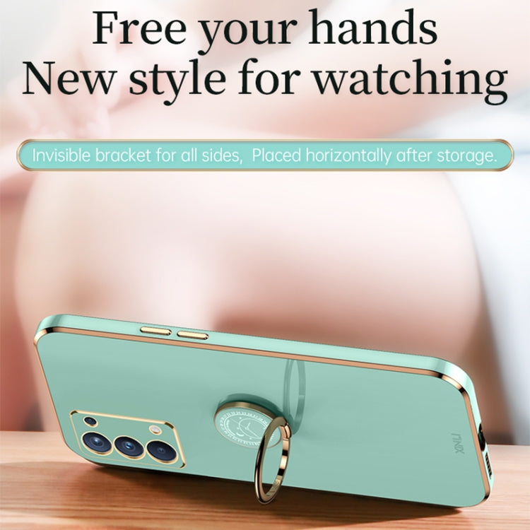 For OPPO Reno5 Pro XINLI Straight 6D Plating Gold Edge TPU Shockproof Case with Ring Holder(White) - OPPO Cases by XINLI | Online Shopping South Africa | PMC TechLife