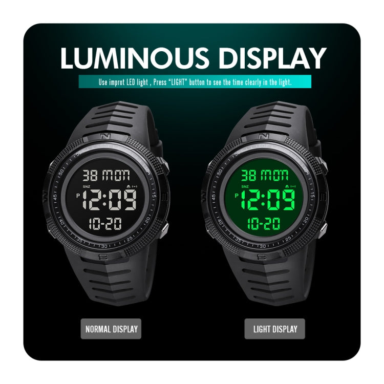 SKMEI 1632 Dual Time Display Luminous Electronic Watch, Support Alarm Clock(Black and White) - free shipping - PMC TechLife - Order now!