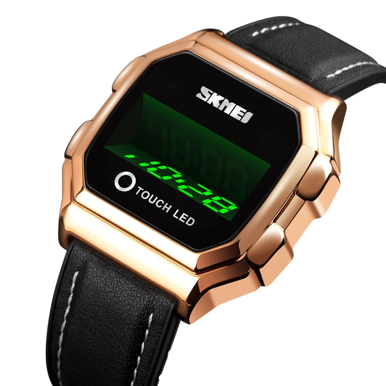 SKMEI 1650 Leather Strap Version LED Digital Display Electronic Watch with Touch Luminous Button(Rose Gold) - free shipping - PMC TechLife - Order now!