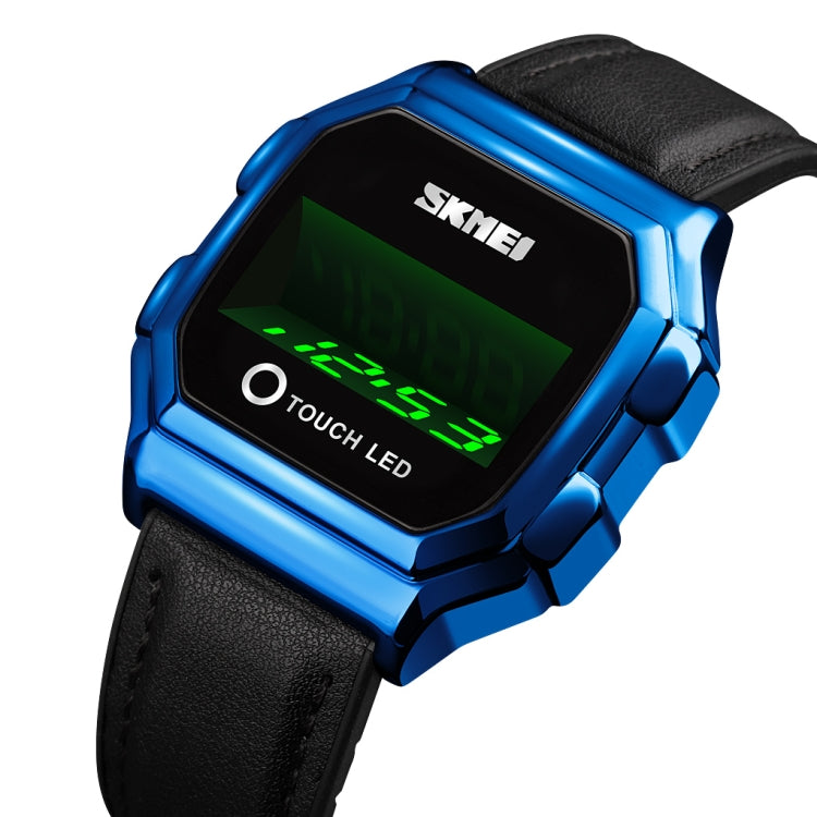 SKMEI 1650 Leather Strap Version LED Digital Display Electronic Watch with Touch Luminous Button(Blue) - free shipping - PMC TechLife - Order now!