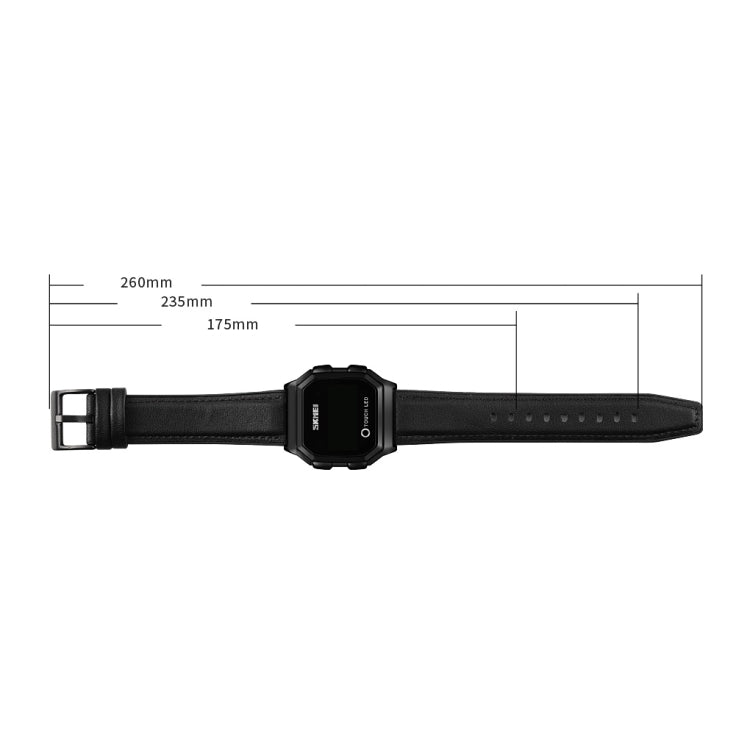 SKMEI 1650 Leather Strap Version LED Digital Display Electronic Watch with Touch Luminous Button(Black) - free shipping - PMC TechLife - Order now!