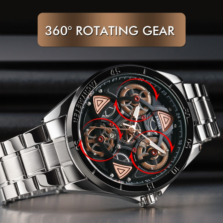 SKMEI 1678 Men Waterproof Quartz Watch with Rotatable Gear Dial(Black Shell Black Surface) - free shipping - PMC TechLife - Order now!