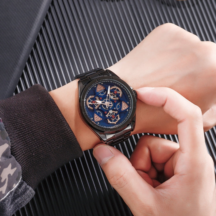 SKMEI 1678 Men Waterproof Quartz Watch with Rotatable Gear Dial(Black Shell Blue Surface) - free shipping - PMC TechLife - Order now!