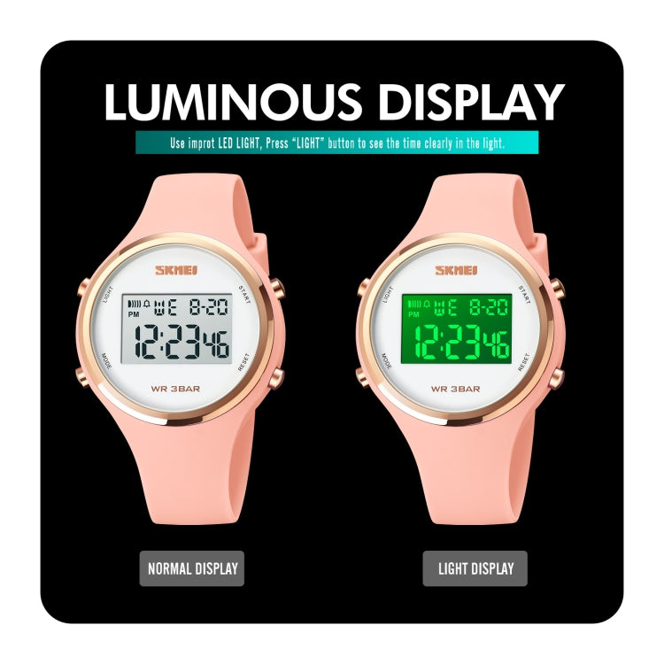 SKMEI 1720 Round Dial LED Digital Display Luminous Silicone Strap Electronic Watch(Black) - free shipping - PMC TechLife - Order now!