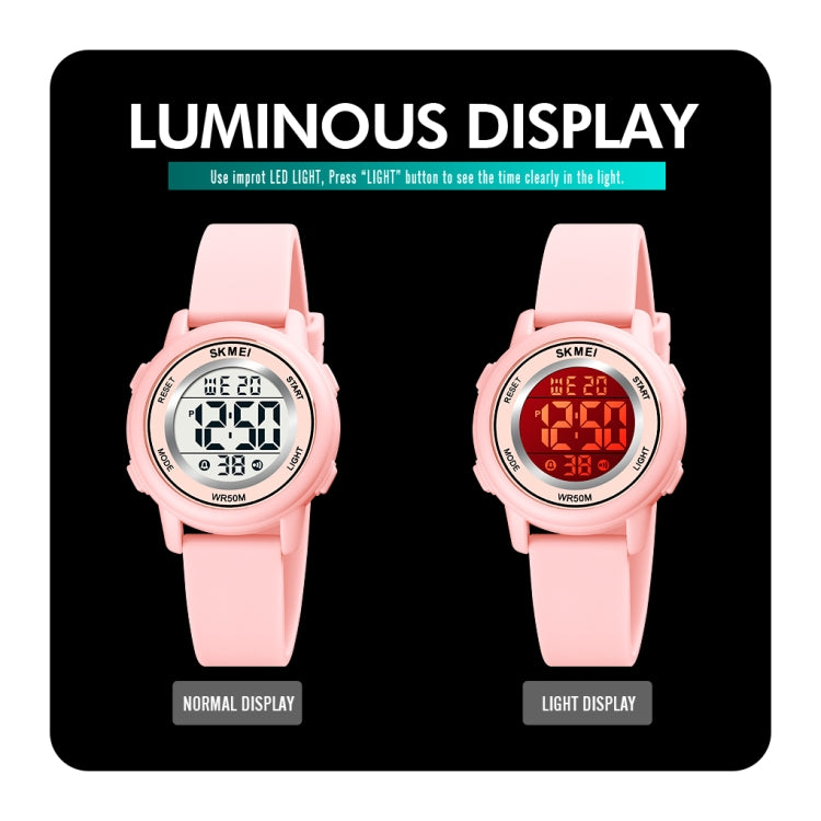 SKMEI 1721 Triplicate Round Dial LED Digital Display Luminous Silicone Strap Electronic Watch(Peach Red) - free shipping - PMC TechLife - Order now!