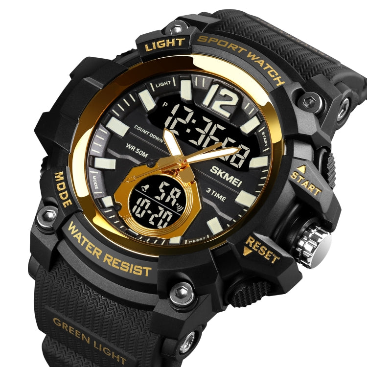 SKMEI 1725 Three Time LED Digital Display Timing Luminous Electronic Watch(Gold) - free shipping - PMC TechLife - Order now!