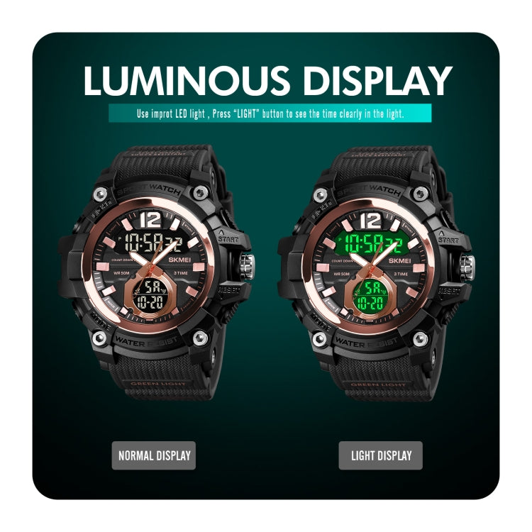 SKMEI 1725 Three Time LED Digital Display Timing Luminous Electronic Watch(Blue) - free shipping - PMC TechLife - Order now!