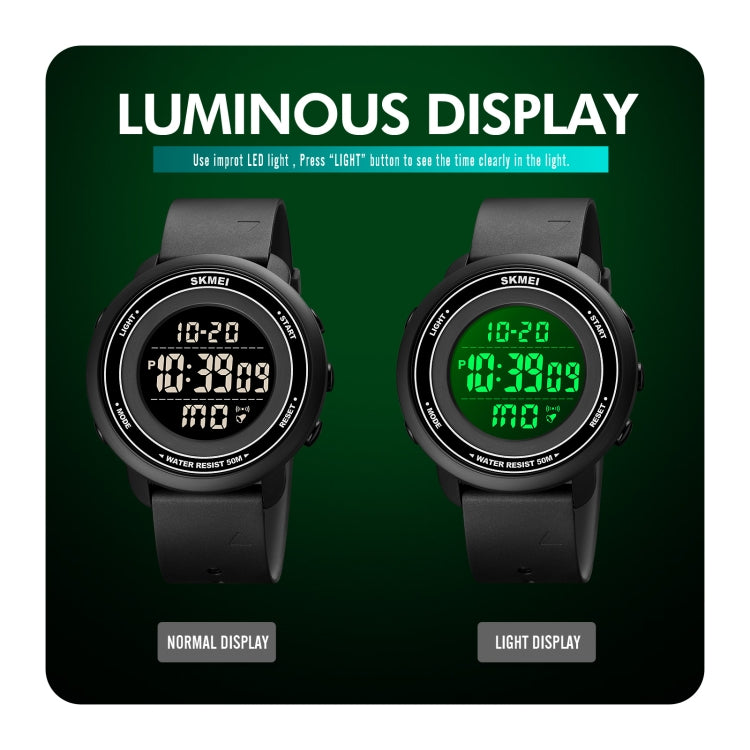 SKMEI 1736 Triplicate Round Dial Timing LED Digital Display Luminous Electronic Watch(Black) - free shipping - PMC TechLife - Order now!