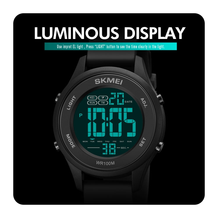 SKMEI 1758 Multifunctional LED Digital Display Luminous Silicone Strap Electronic Watch(Black Silver) - free shipping - PMC TechLife - Order now!