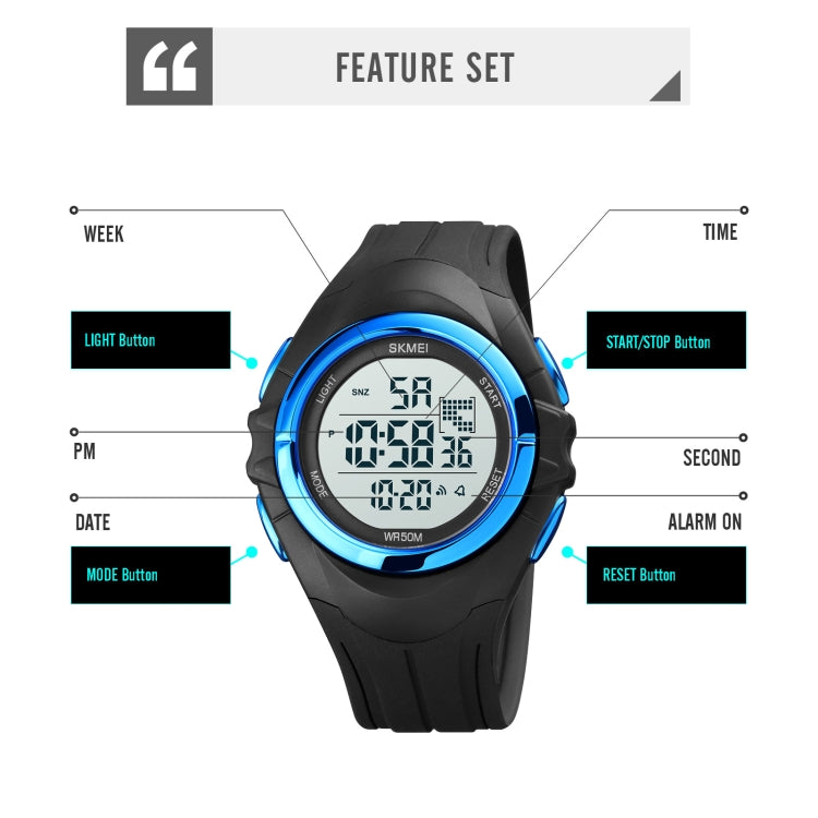 SKMEI 1790 Triplicate Round LED Dual Time Digital Display Luminous Electronic Watch for Men(Blue Black) - free shipping - PMC TechLife - Order now!