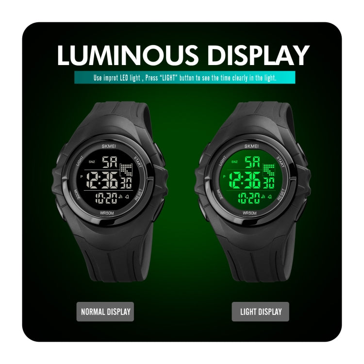 SKMEI 1790 Triplicate Round LED Dual Time Digital Display Luminous Electronic Watch for Men(Blue White) - free shipping - PMC TechLife - Order now!