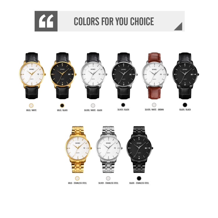 SKMEI 1801 Men Casual Calendar Quartz Watch(Silver White Black) - free shipping - PMC TechLife - Order now!
