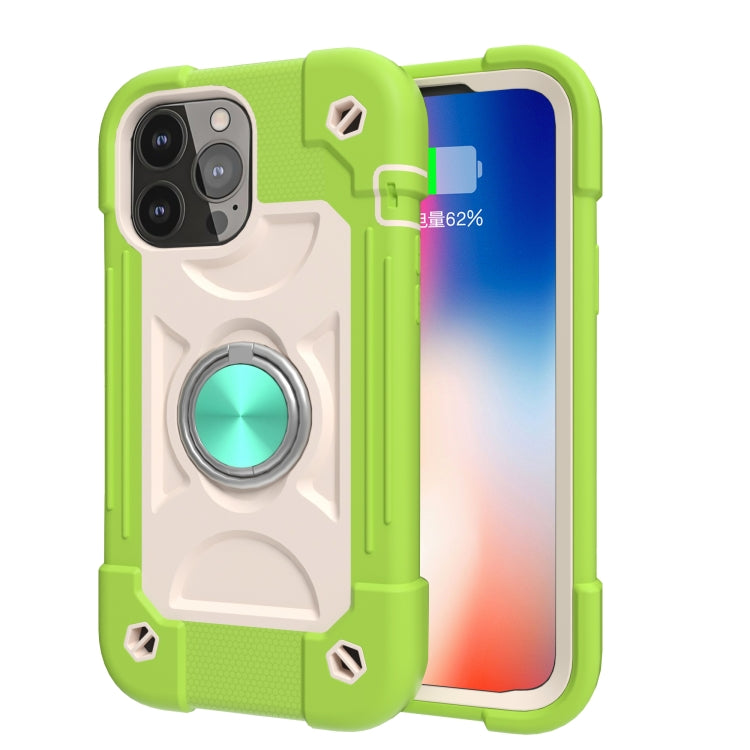 For iPhone 13 Shockproof Silicone + PC Protective Case with Dual-Ring Holder(Guava) - iPhone 13 Cases by PMC TechLife | Online Shopping South Africa | PMC TechLife | Buy Now Pay Later Mobicred