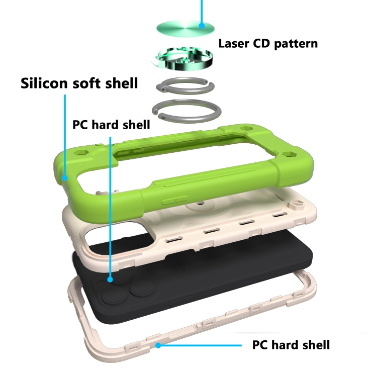 For iPhone 13 Shockproof Silicone + PC Protective Case with Dual-Ring Holder(Guava) - iPhone 13 Cases by PMC TechLife | Online Shopping South Africa | PMC TechLife | Buy Now Pay Later Mobicred