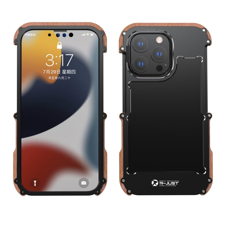 For iPhone 13 R-JUST Ironwood Man Shockproof Metal + Wood Bumper Protective Case - iPhone 13 Cases by R-JUST | Online Shopping South Africa | PMC TechLife | Buy Now Pay Later Mobicred