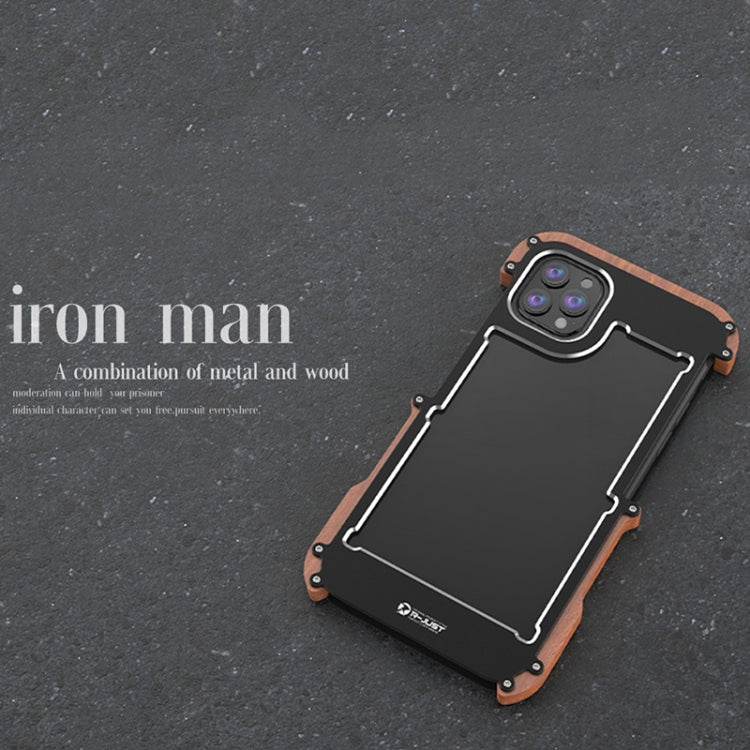 For iPhone 13 R-JUST Ironwood Man Shockproof Metal + Wood Bumper Protective Case - iPhone 13 Cases by R-JUST | Online Shopping South Africa | PMC TechLife | Buy Now Pay Later Mobicred