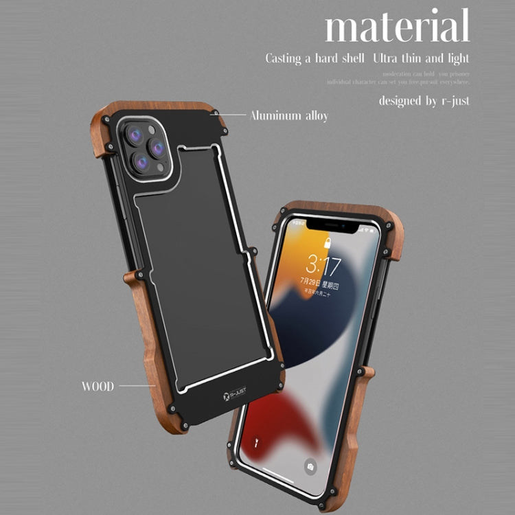 For iPhone 13 R-JUST Ironwood Man Shockproof Metal + Wood Bumper Protective Case - iPhone 13 Cases by R-JUST | Online Shopping South Africa | PMC TechLife | Buy Now Pay Later Mobicred