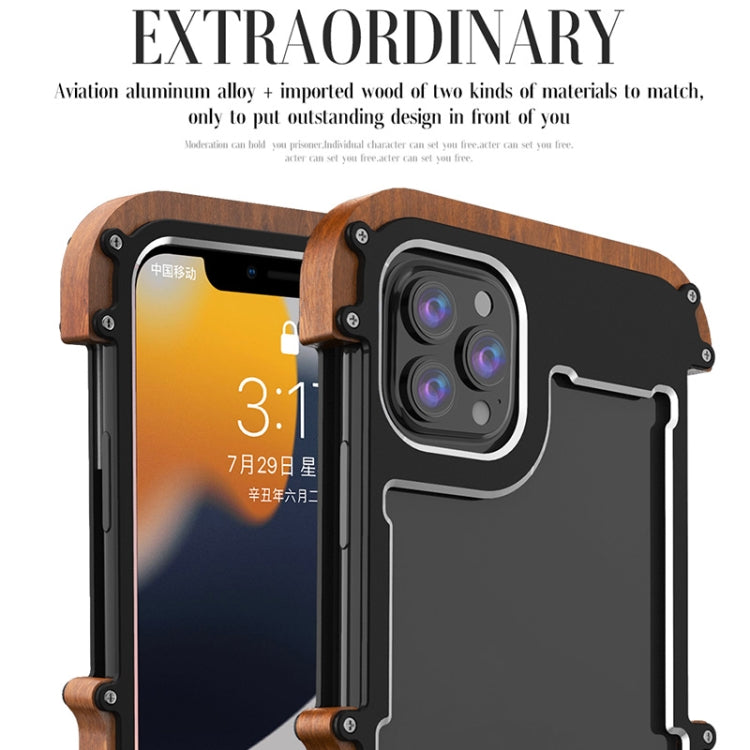 For iPhone 13 R-JUST Ironwood Man Shockproof Metal + Wood Bumper Protective Case - iPhone 13 Cases by R-JUST | Online Shopping South Africa | PMC Jewellery