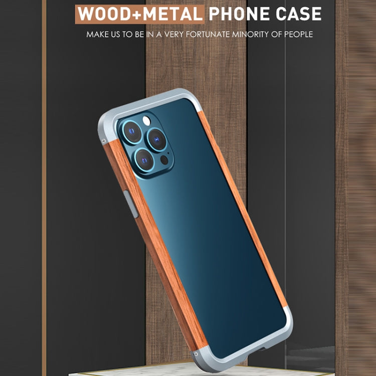 For iPhone 13 Pro R-JUST Shockproof Iron + Wood Bumper Protective Case - iPhone 13 Pro Cases by R-JUST | Online Shopping South Africa | PMC Jewellery | Buy Now Pay Later Mobicred