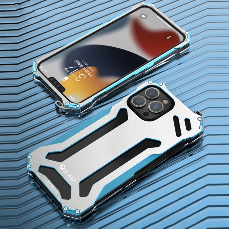 For iPhone 13 mini R-JUST Shockproof Armor Metal Protective Case (Blue) - iPhone 13 mini Cases by R-JUST | Online Shopping South Africa | PMC Jewellery