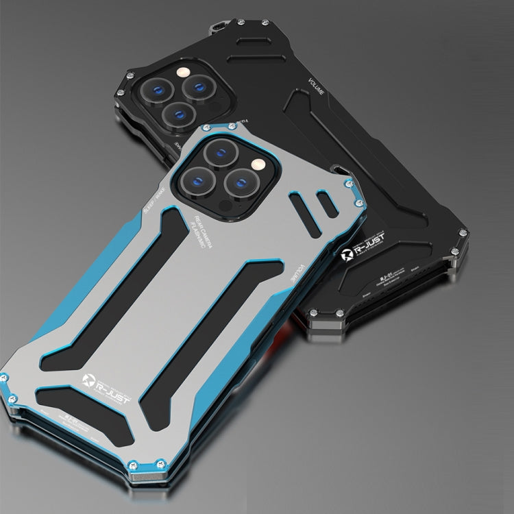 For iPhone 13 Pro Max R-JUST Shockproof Armor Metal Protective Case (Blue) - free shipping - PMC TechLife - Order now!