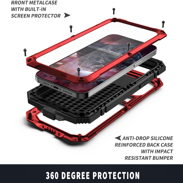 For iPhone 13 Pro Max R-JUST Shockproof Waterproof Dust-proof Metal + Silicone Protective Case with Holder (Red) - iPhone 13 Pro Max Cases by R-JUST | Online Shopping South Africa | PMC TechLife | Buy Now Pay Later Mobicred