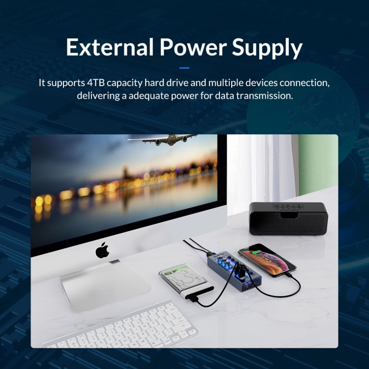 ORICO AT2U3-7AB-GY-BP 7 In 1 Aluminum Alloy Multi-Port USB HUB with Individual Switches, US Plug - free shipping - PMC Jewellery - Order now!